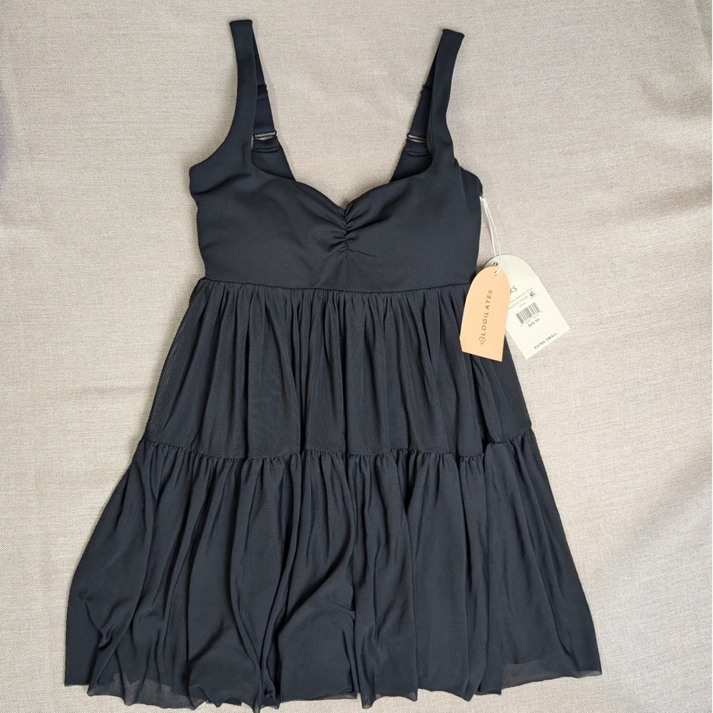Blogilates Sweetheart Babydoll Dress Womens XS Black NWT Tiered Mesh Activewear